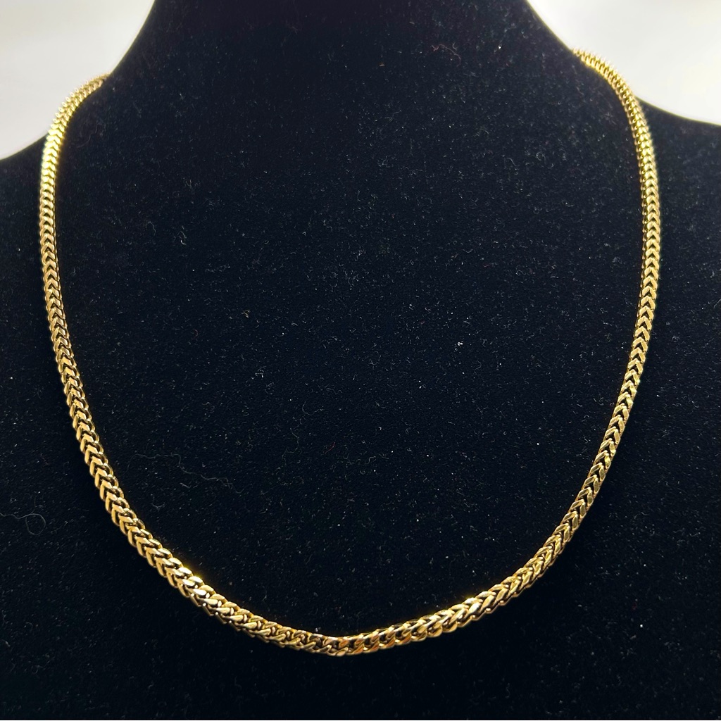 Gld, Vintage, Gold Box Chain Short Necklace, High Quality, Gold Plate